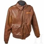 An AAF Flight Jacket for Aviation PersonnelBrown leather type A-2 jacket with "TALON" front zip