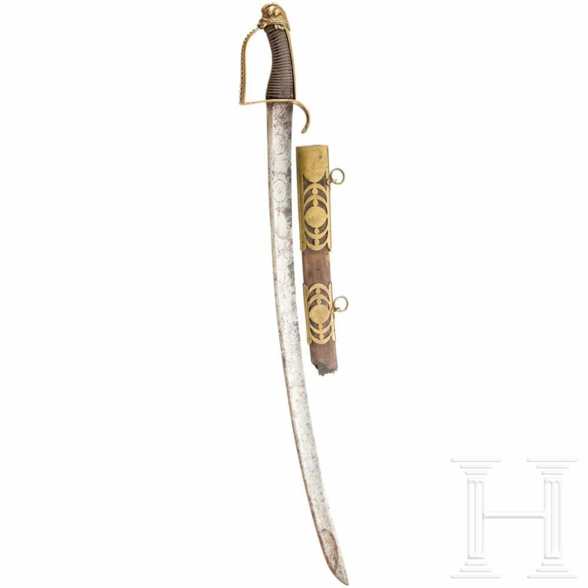 A sabre for high ranking officers, late 18th centuryLeicht geschwungene Rückenklinge mit