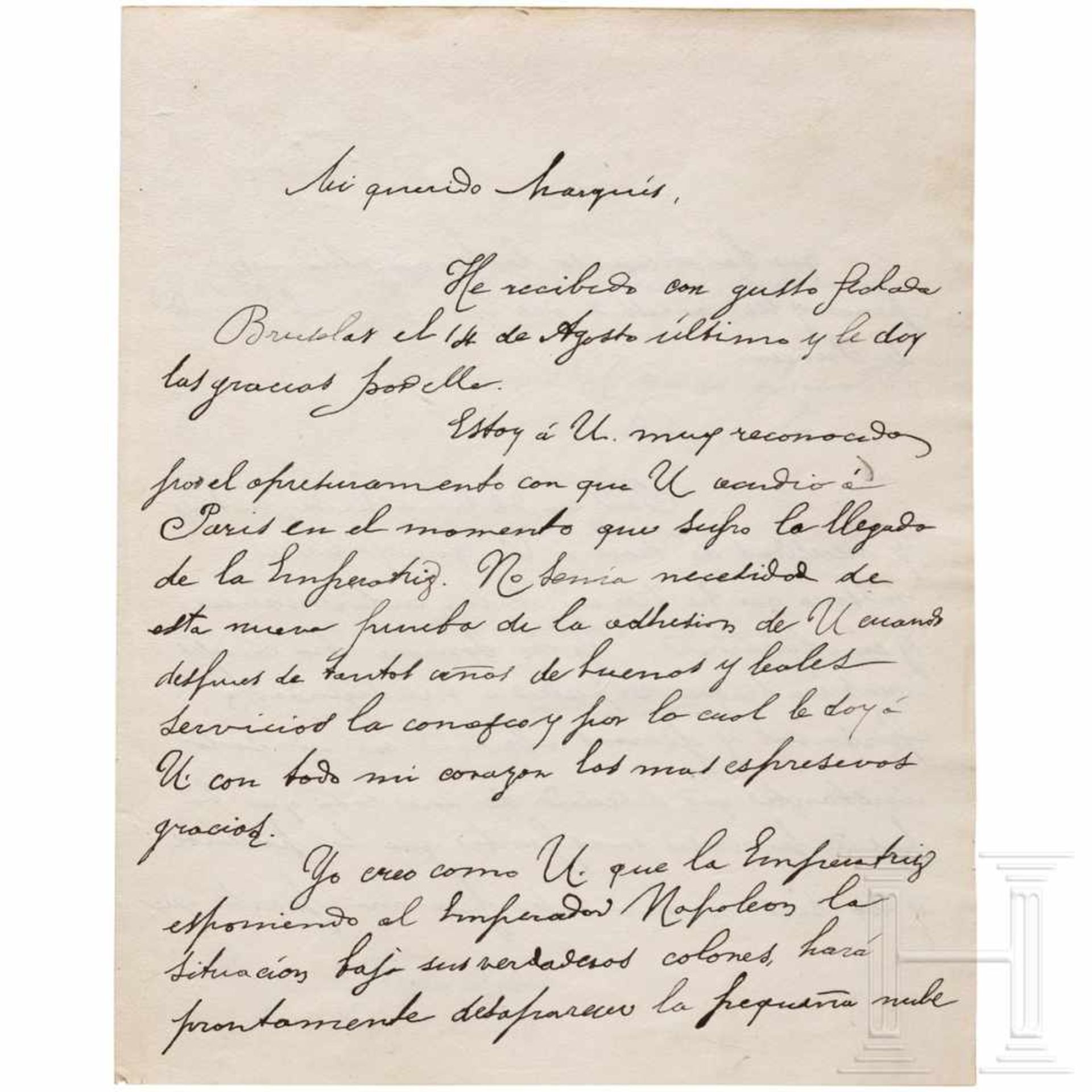 Emperor Maximilian I of Mexico (1832-67) - a letter dated 19 September 1866, written and signed in - Bild 2 aus 2