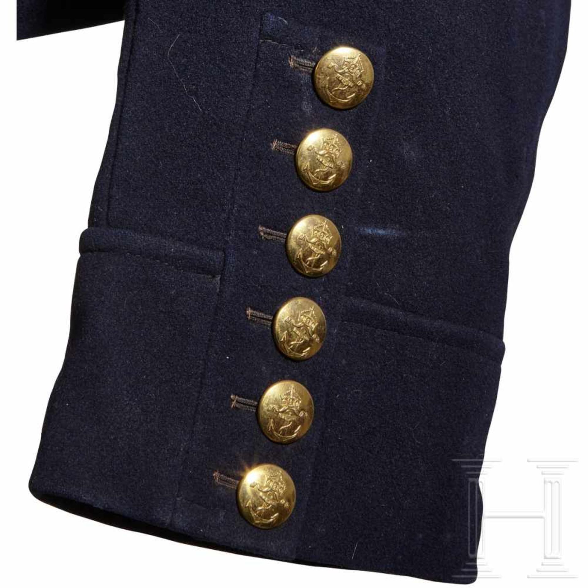 A Naval Dress TunicDark blue wool with open collar, 16 buttons in two rows of eight on each panel, - Bild 4 aus 7