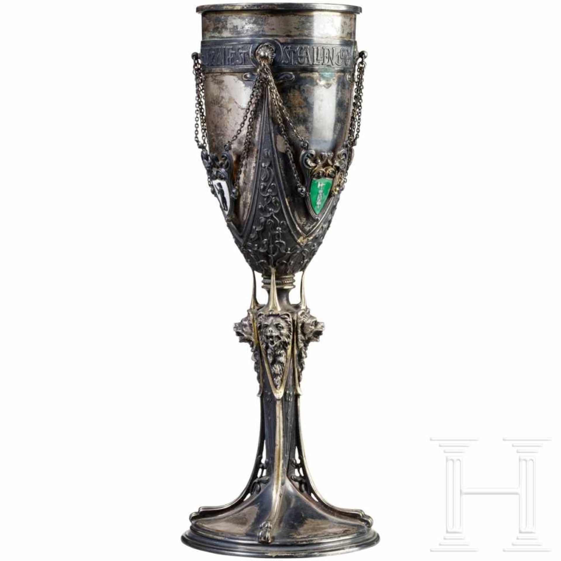 A silver shooting cup "Swiss Federal Shooting Festival St. Gallen 1904"Silber, innen sowie