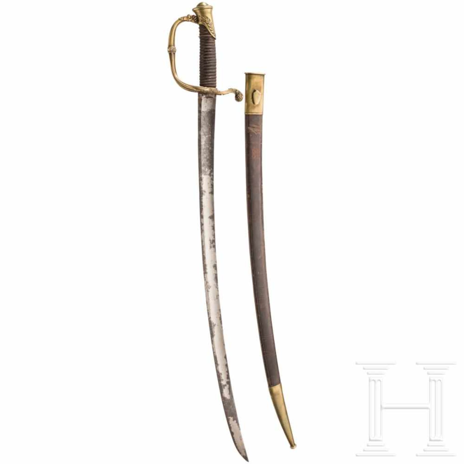 A sabre M 1821 for officers of the infantryLeicht gekrümmte Rückenklinge mit beidseitiger