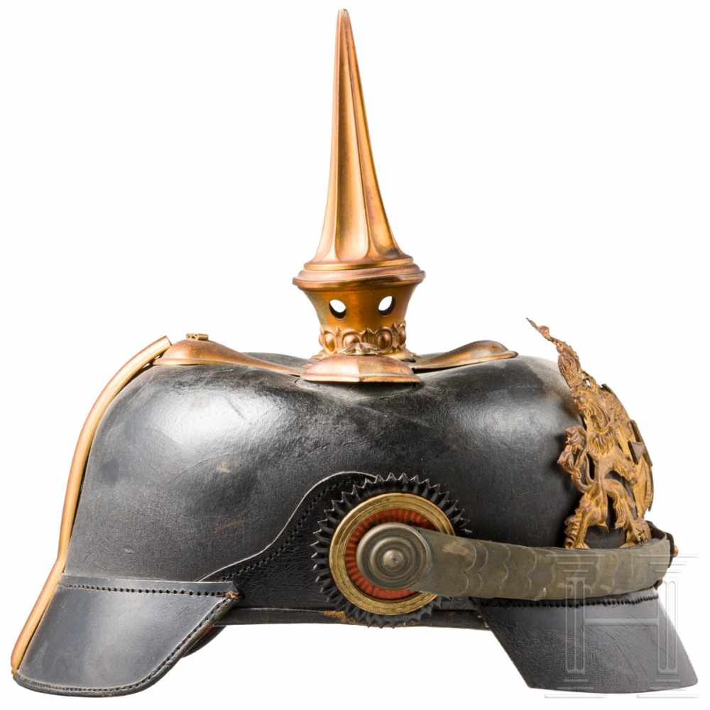 A helmet M 1886 for Landwehr officer´sLederglocke leicht eingesunken. Kreuzblatt mit Perlring - Image 2 of 3