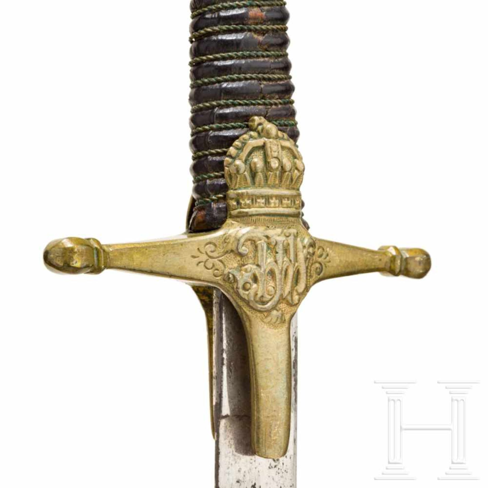 A sabre for cadets, dated 1891Elegant geschwungene, vernickelte Rückenklinge (berieben) mit - Bild 5 aus 6