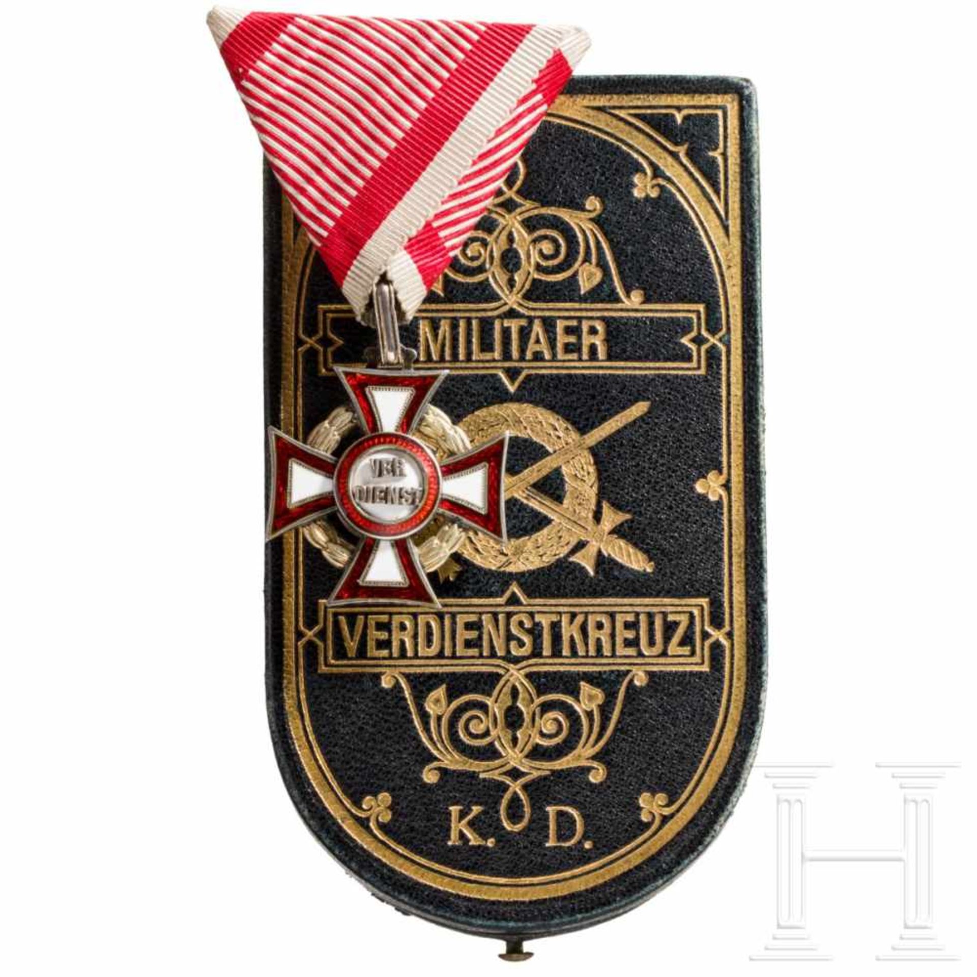 Military Merit Cross - a cross of the 3rd class with war decorationDie Auszeichnung am roten