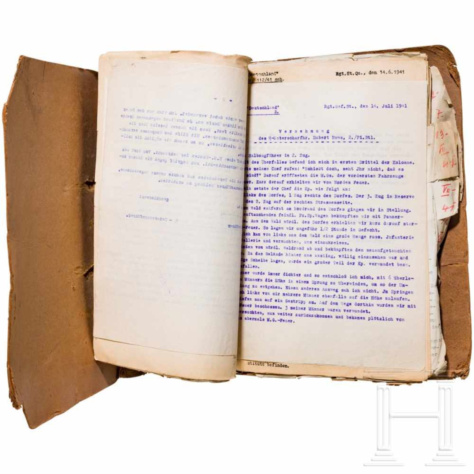 (Tr.) "Wartime journal documents for SS-Rgt. 'D' from 1. VII. 1941 to 15. VII. 1941"The documents - Bild 4 aus 4