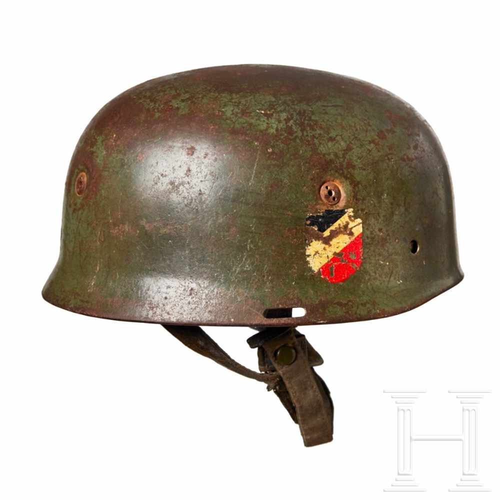 A double Decal Fallschirmjäger (paratrooper) Helmet1st model 1936 steel helmet, smooth field-grey - Image 6 of 13