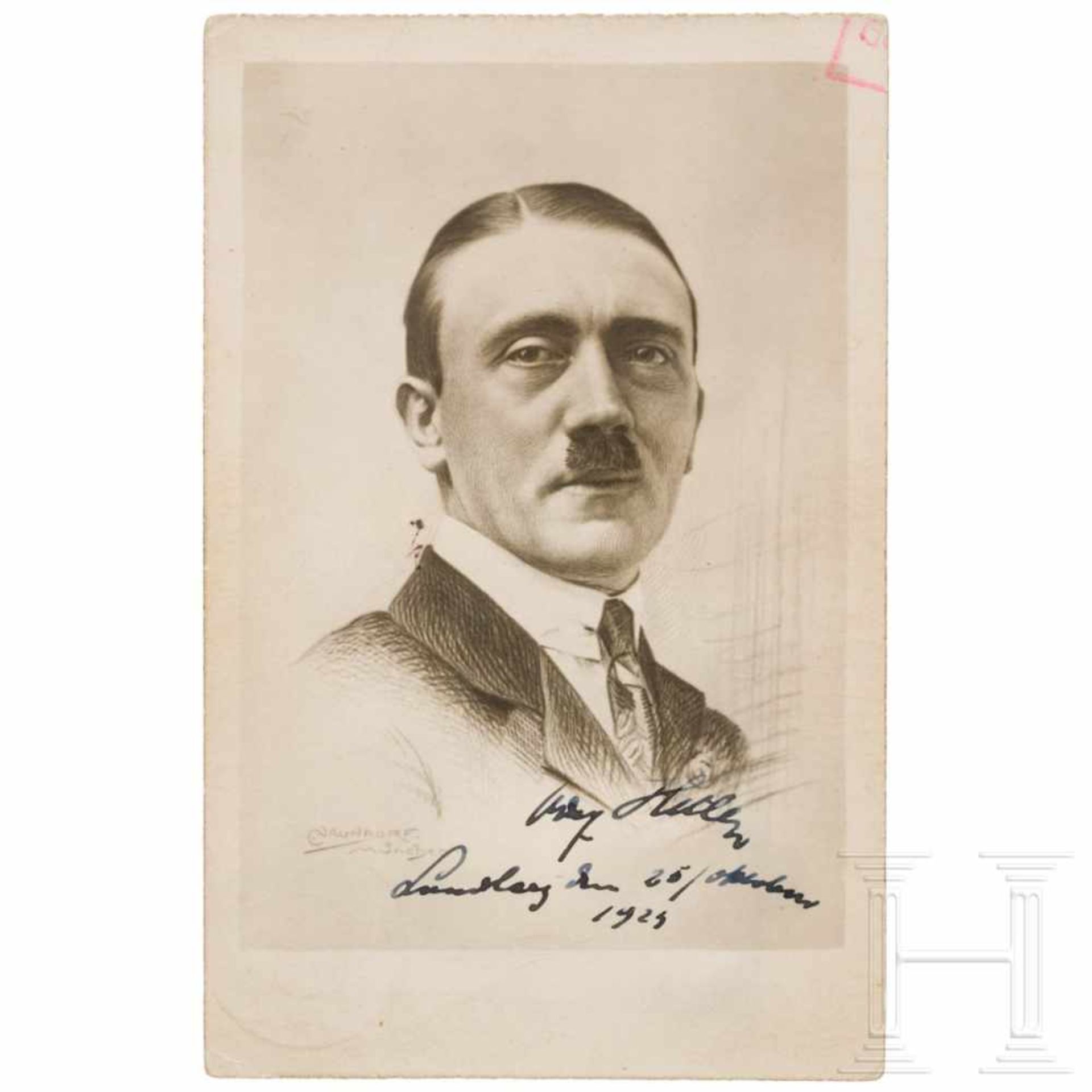 Willi Briemann jr. - signierte Hitler-Postkarte aus der Landsberger FestungshaftPostkarte mit