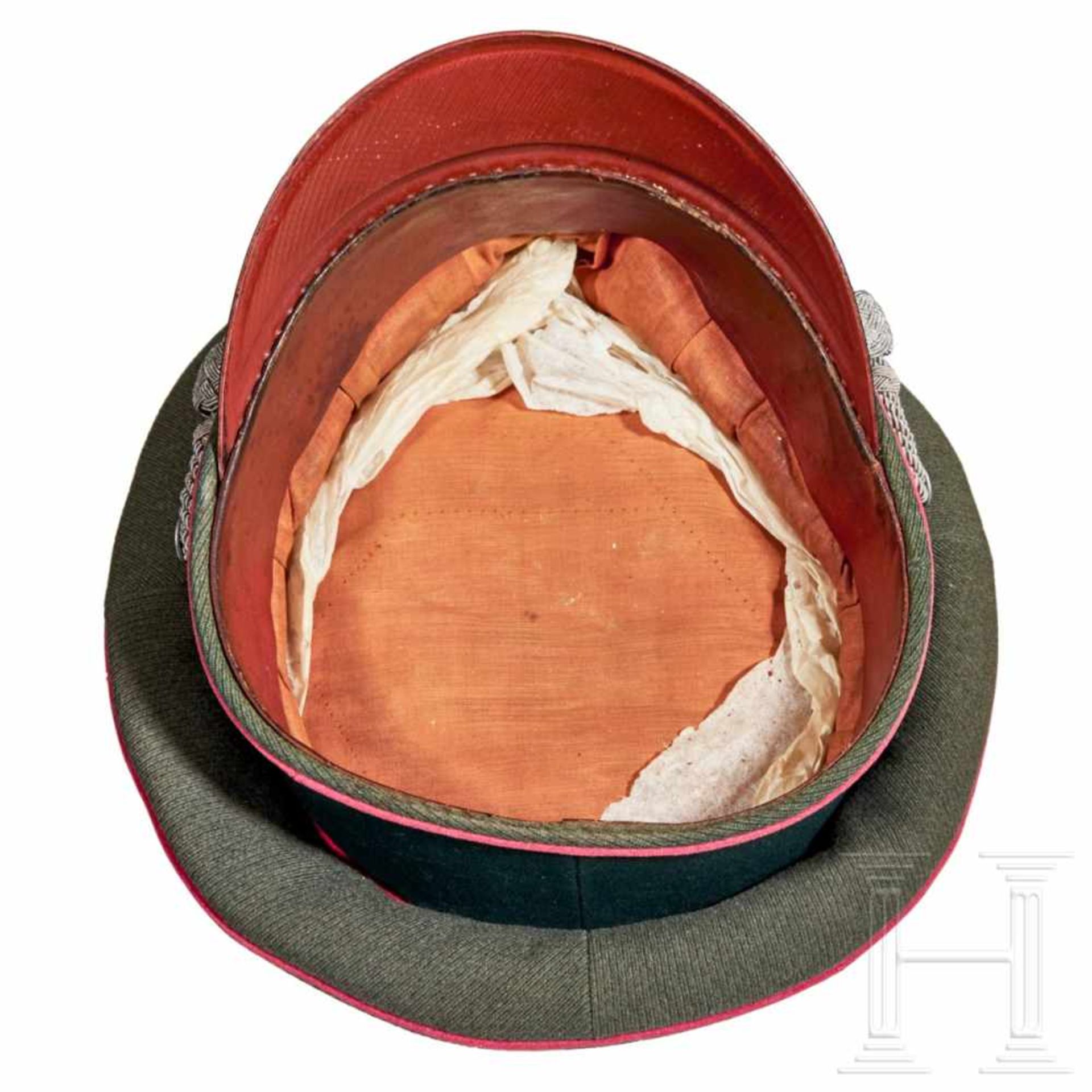 A visor cap for officers of the army, PanzerField-grey ribbed tricot wool body with dark green - Bild 6 aus 6