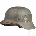 A navy steel helmet M 42 with one decalFeldgraue, außenseitig raue Originallackierung mit zu 60 %