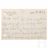 GFM Erwin Rommel - eigenhändig verfasste Briefkarte an seine Frau vom 20.10.1943Postkartenformat mit