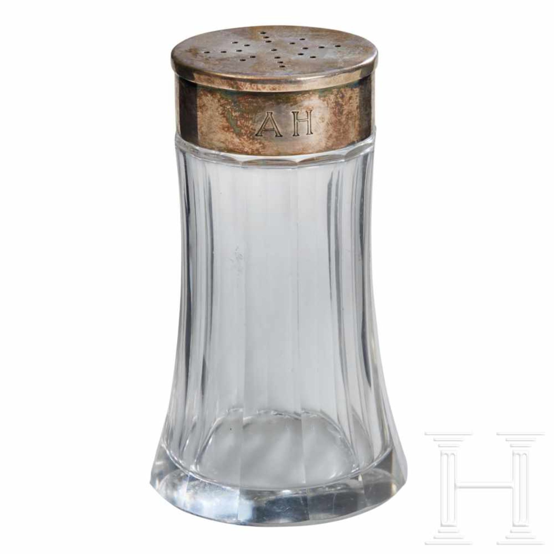 Adolf Hitler – a Sugar Shaker from his Personal Silver ServicePolished crystal glass with a silver