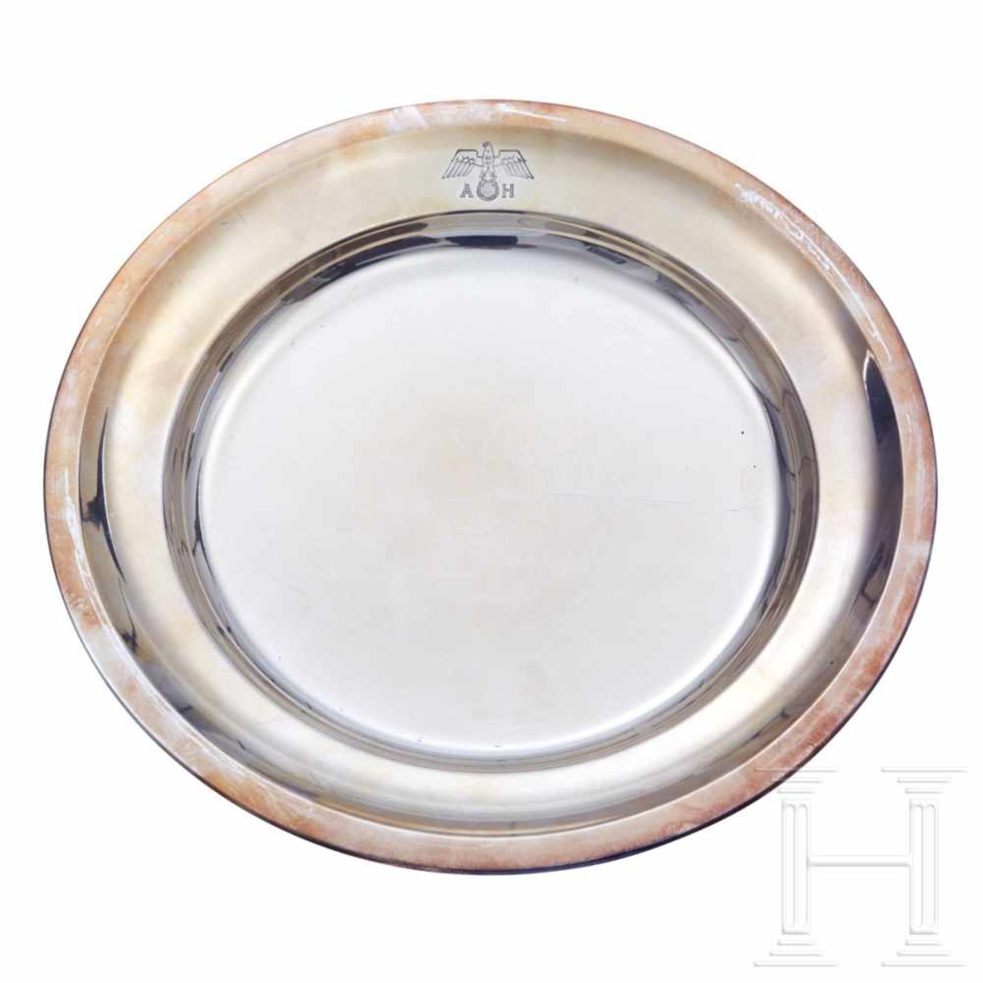 Adolf Hitler – a round serving platter from his Personal Silver ServiceA round plate with national