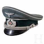 A visor cap for officers of the army, InfantryField-grey ribbed doeskin wool body with dark green