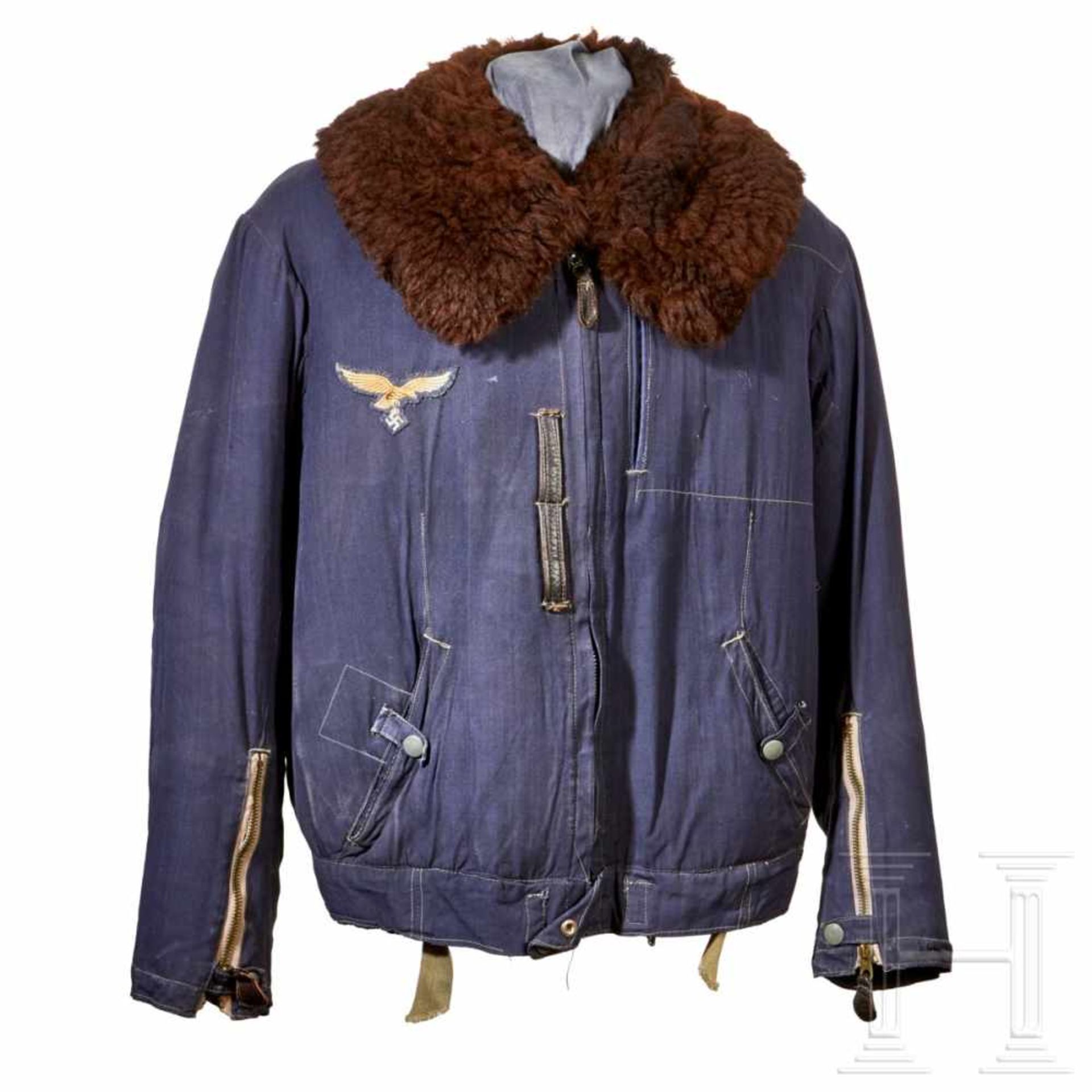 A Winter Flight JacketBlue, fur-lined winter flight jacket for aircraft crews constructed of woven