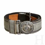 An Allgemeine SS Officer Brocade Belt and BuckleWoven aluminum brocade with alternating SS runes and