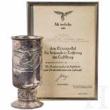 A honour goblet for outstanding performances in aerial warfare with award documentVersilberte