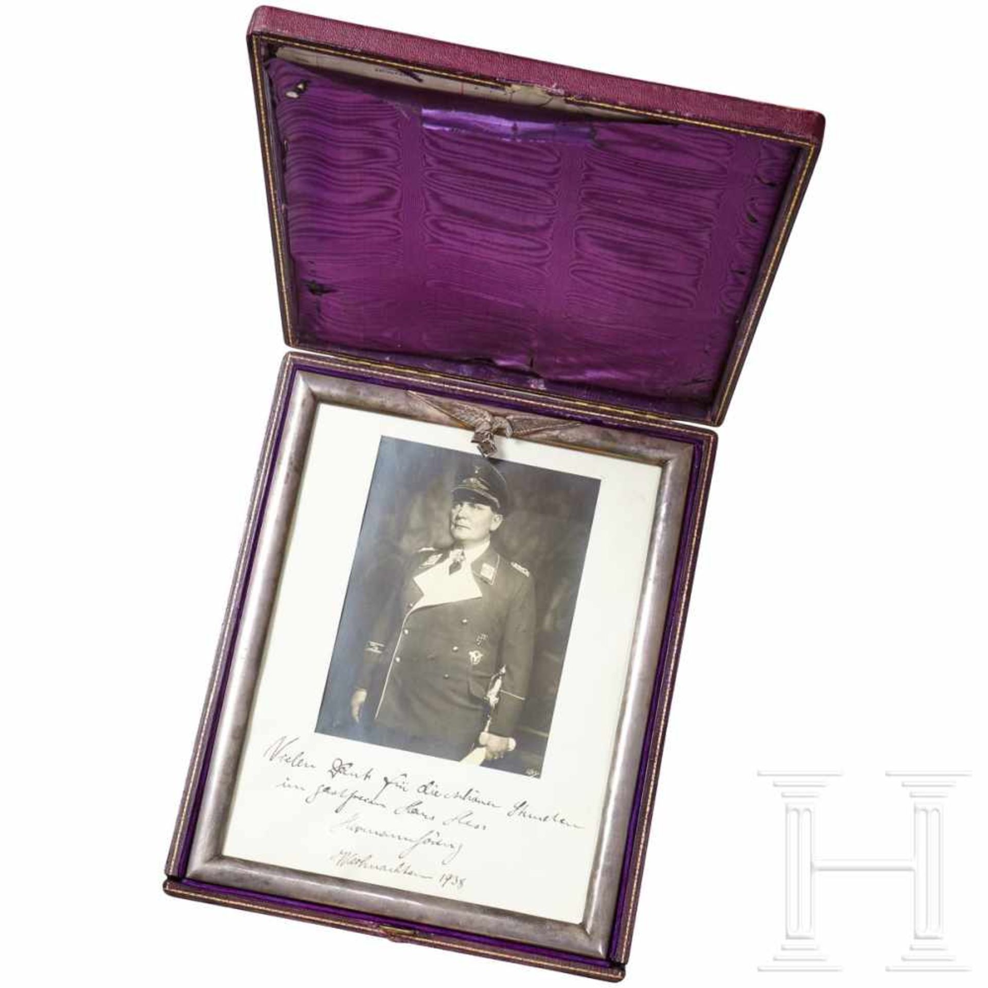 Hermann Göring - a silver gift frame to Rudolf HessLarge-size portrait photo of Göring in uniform of