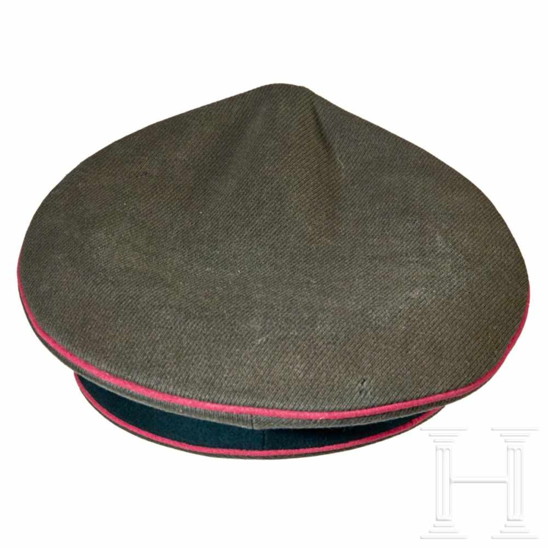A visor cap for officers of the army, PanzerField-grey ribbed tricot wool body with dark green - Bild 5 aus 6