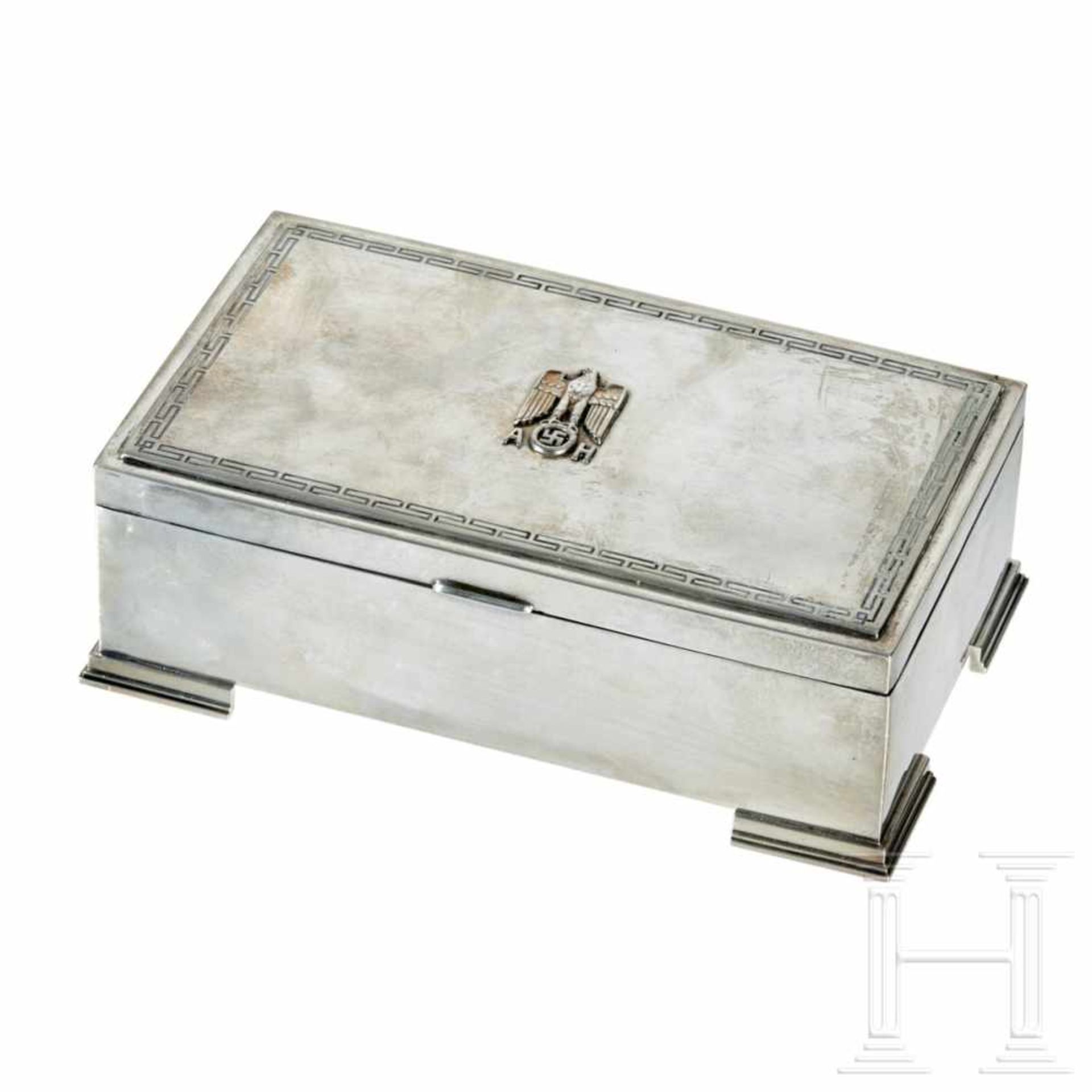 Adolf Hitler – a Cigarette Box from his Personal Silver ServiceSilver with highly polished surfaces,