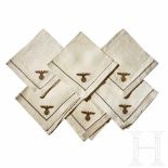 Adolf Hitler – napkins from his Personal Silver ServiceA set of six cream color linen napkins, brown