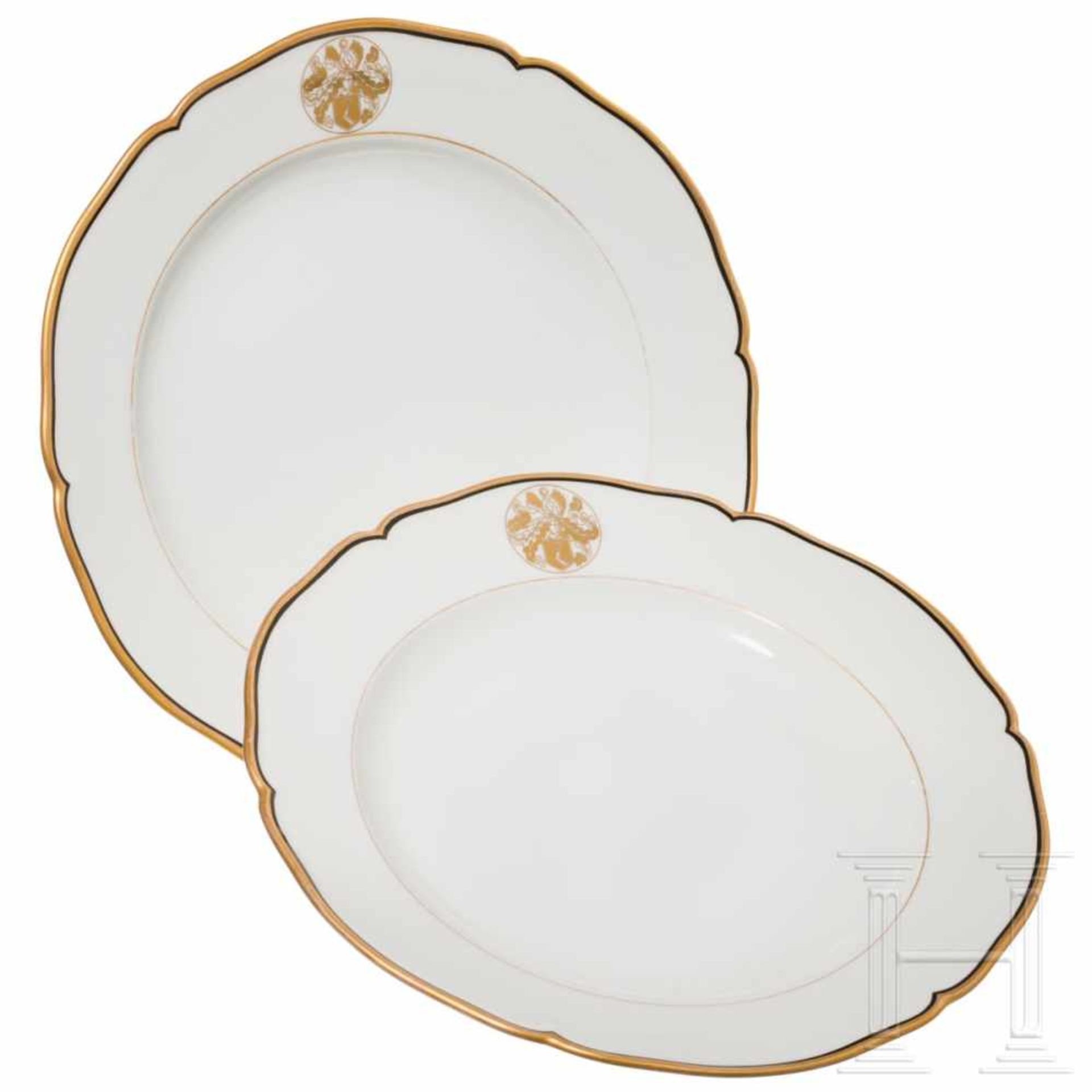 Hermann Göring - two dinner plates from his KPM dining serviceWeißes, glasiertes Porzellan mit