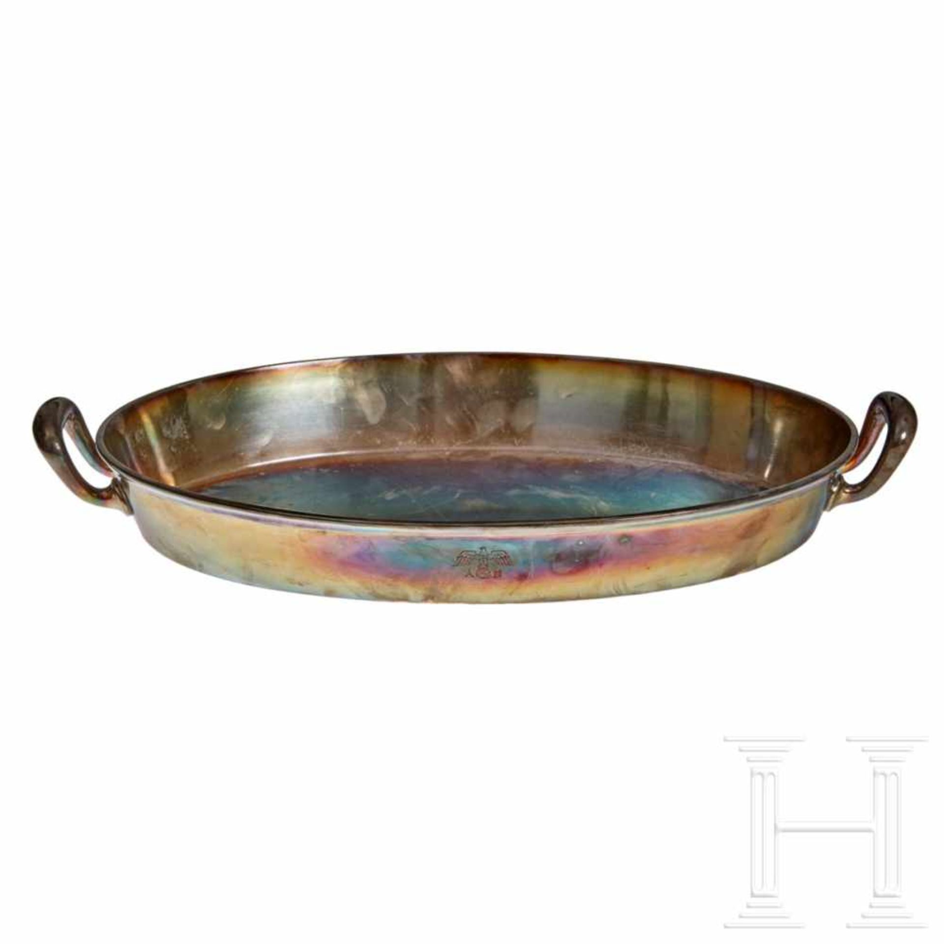 Adolf Hitler – a Roaster from his Personal Silver ServiceOval, elongated with handles at each