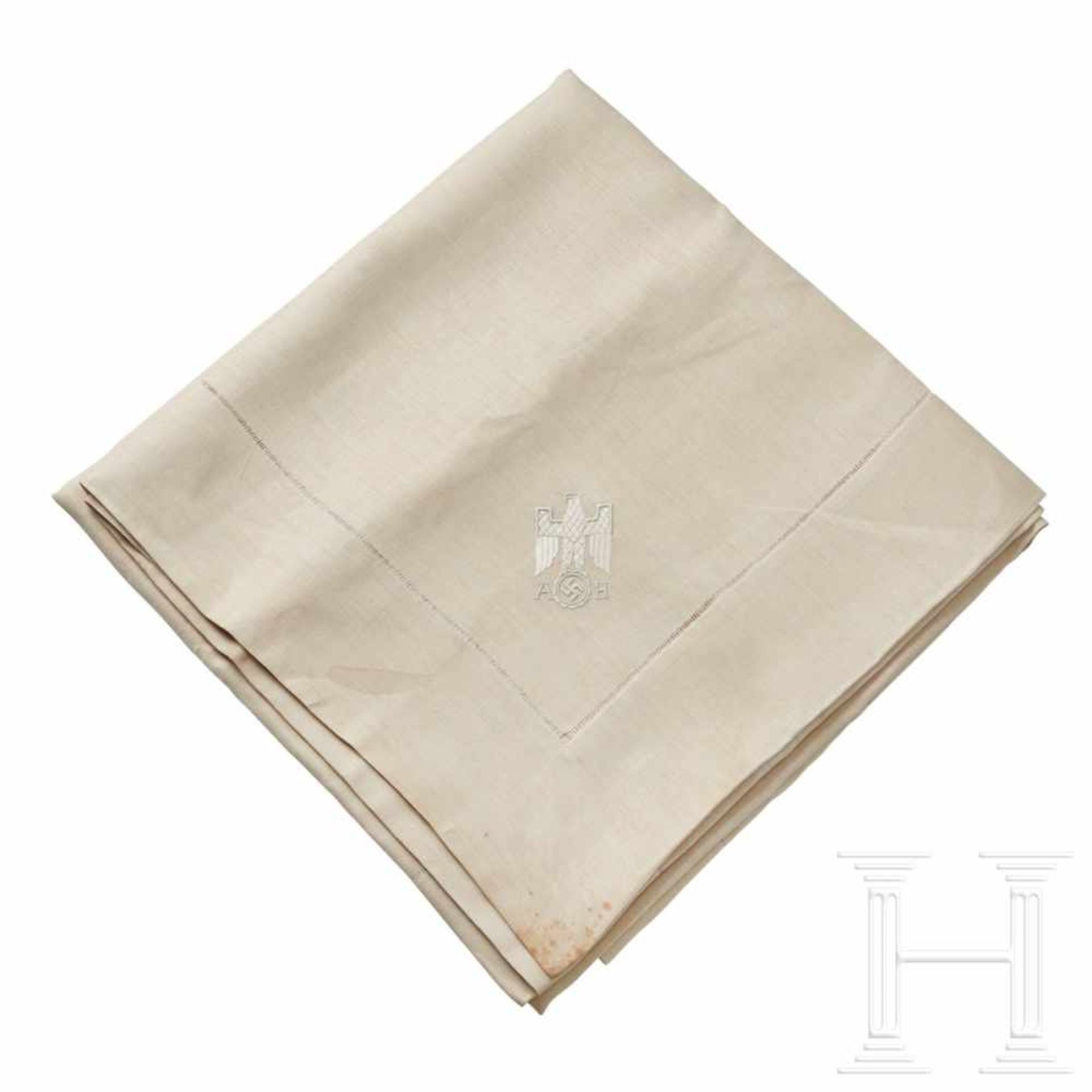 Adolf Hitler – a Table Cloth from Informal Personal Table ServiceCream color cloth linen with