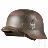 An army steel helmet M 35 with double decalGlocke mit feldgrauer Originallackierung (teilw.