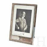 Adolf Hitler – a Presentation Frame with SignatureThree-stepped hand-hammered silver frame with a