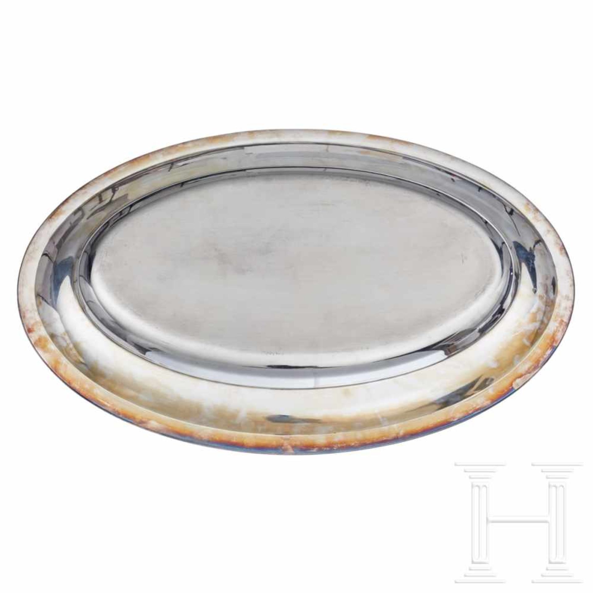 Adolf Hitler – a Large Oval Serving Tray from his Personal Silver Servicelarge, oval tray with - Bild 2 aus 5
