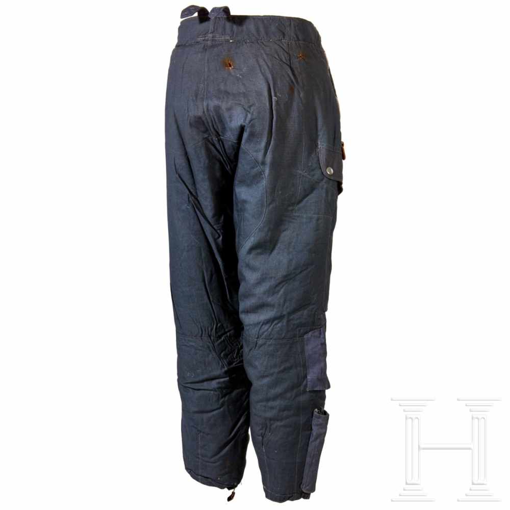 Winterhose für das fliegende PersonalBlue-grey woven cotton rayon fabric trousers, lined in dark - Image 2 of 6