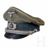 A visor cap for officers of the army, InfantryField-grey ribbed tricot wool body with dark green