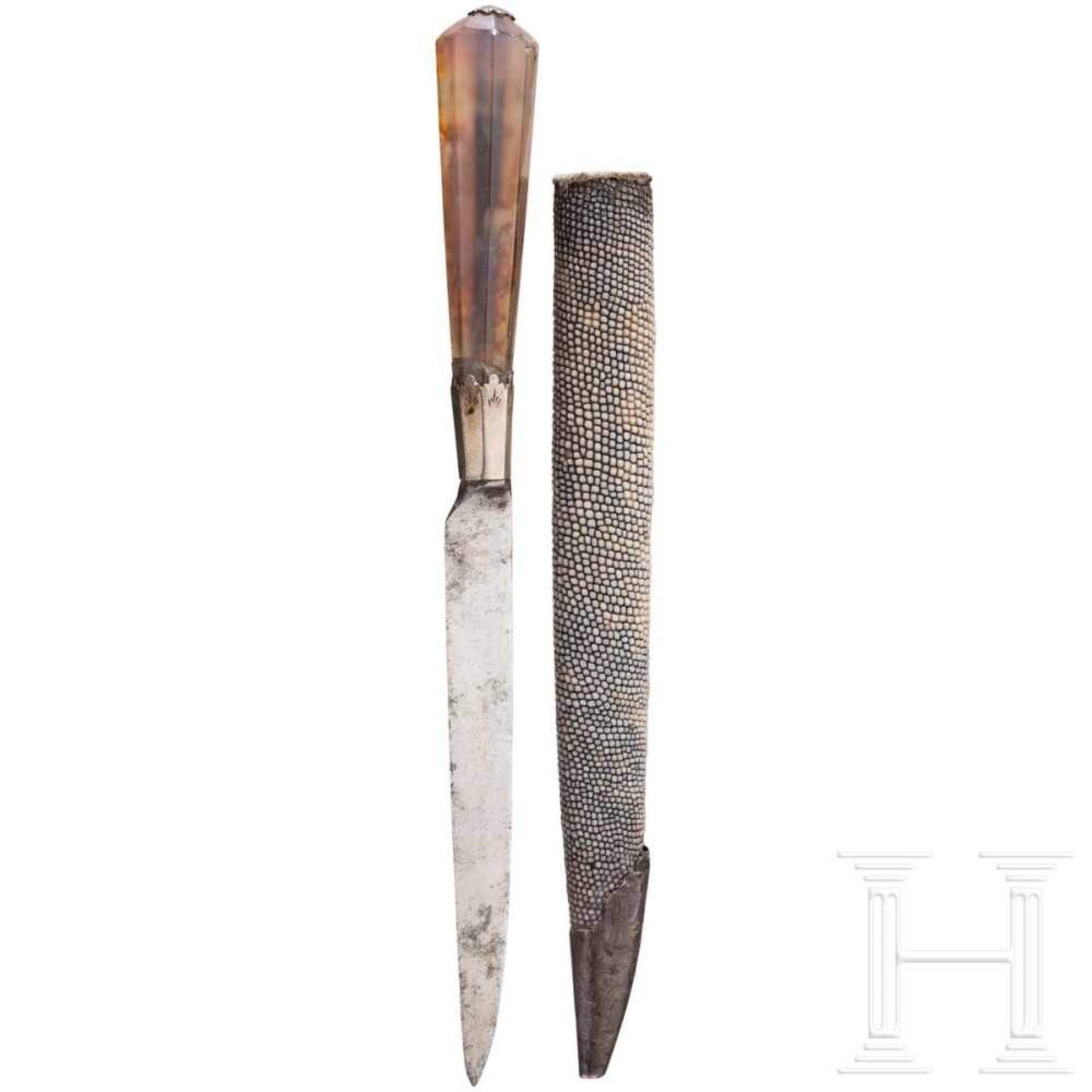 Kleines Essmesser mit Rochenhaut-Scheide, England, 1. Hälfte 18. Jhdt.