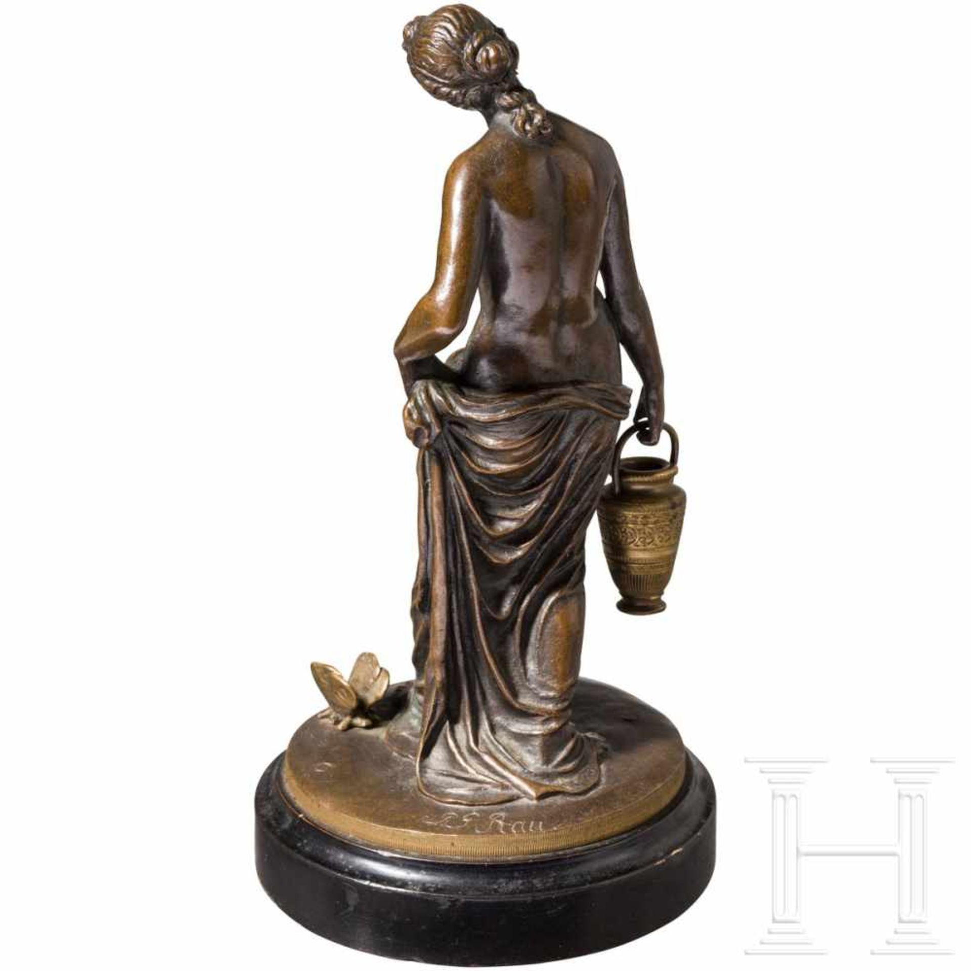 Bronzefigur einer wasserholenden Nymphe, signiert "J.G. Rau" - Bild 2 aus 5
