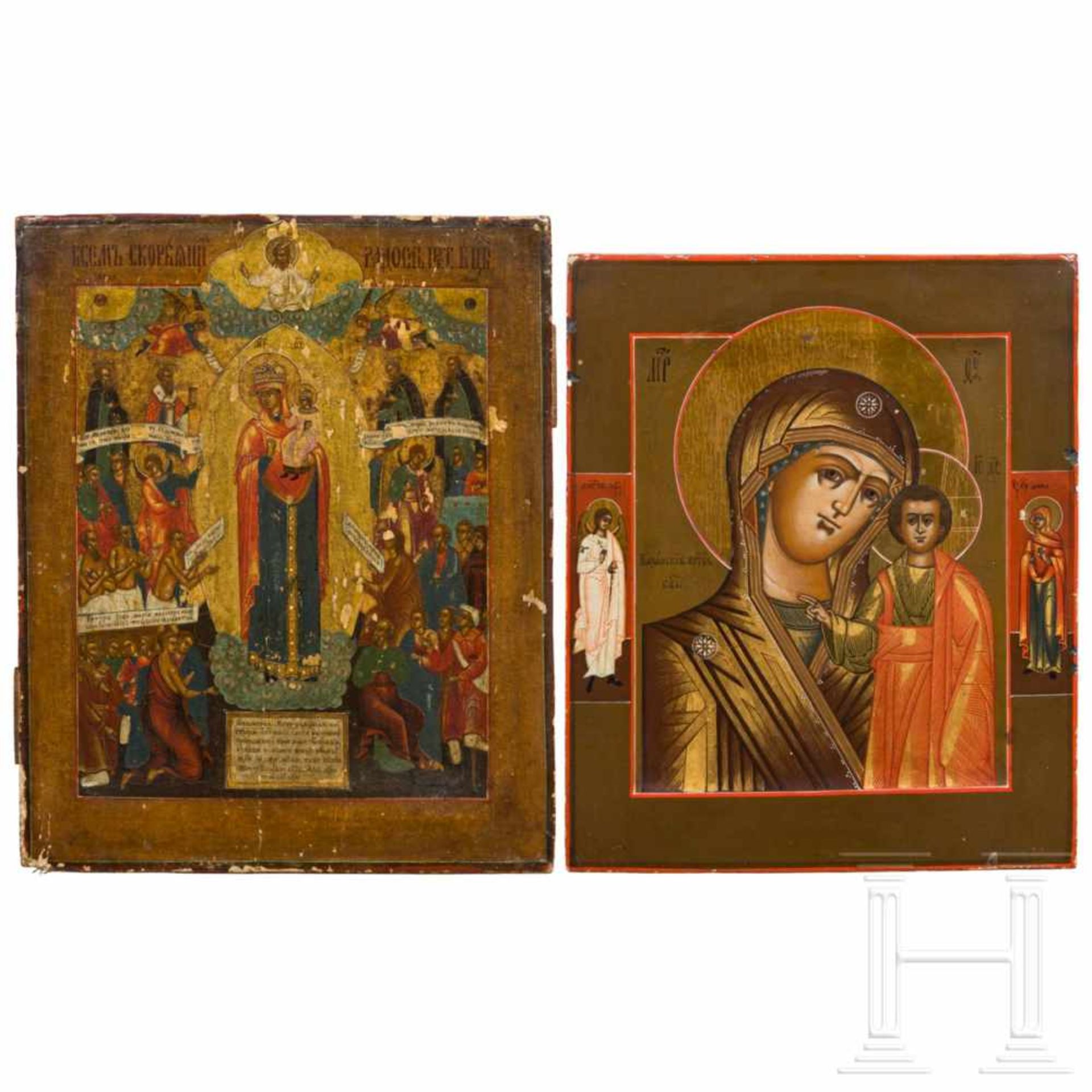 Zwei Ikonen mit der Darstellung der Gottesmutter von Kazan, Russland, 18./19. Jhdt.