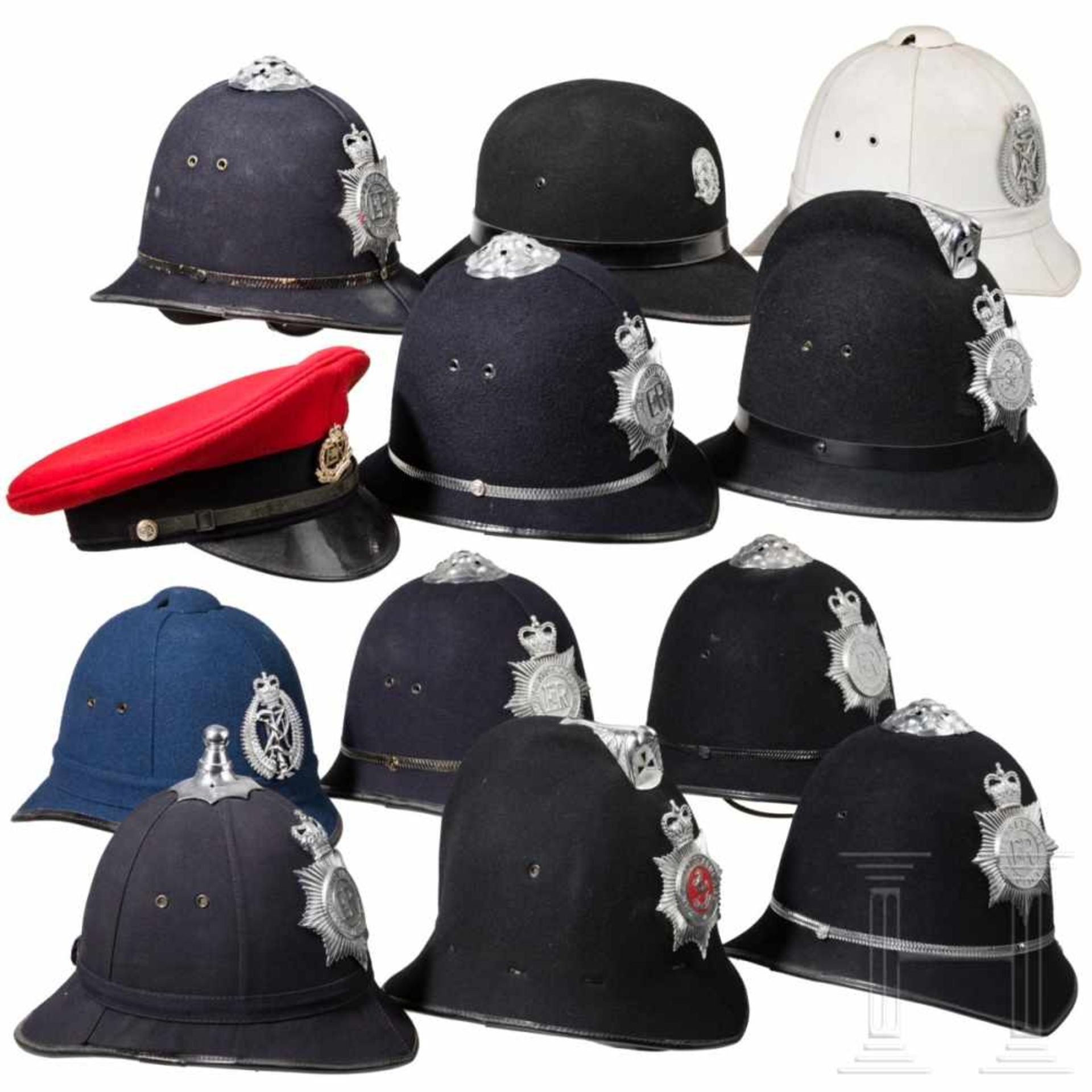 Zwölf Polizei-Kopfbedeckungen, Großbritannien/Neuseeland, 20. Jhdt. - Bild 2 aus 2