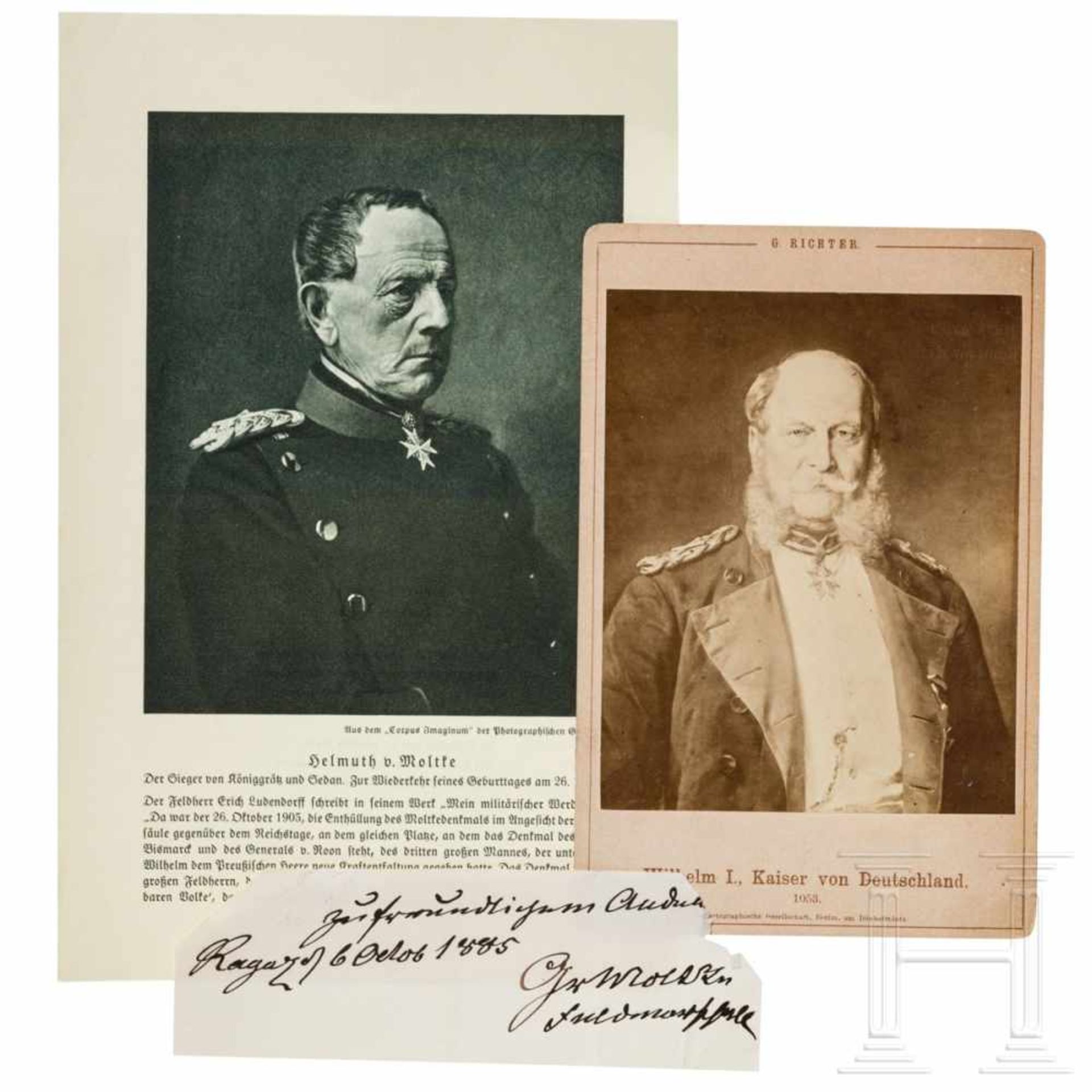 Autograph Hellmuth von Moltke und Portrait Kaiser Wilhelm I.