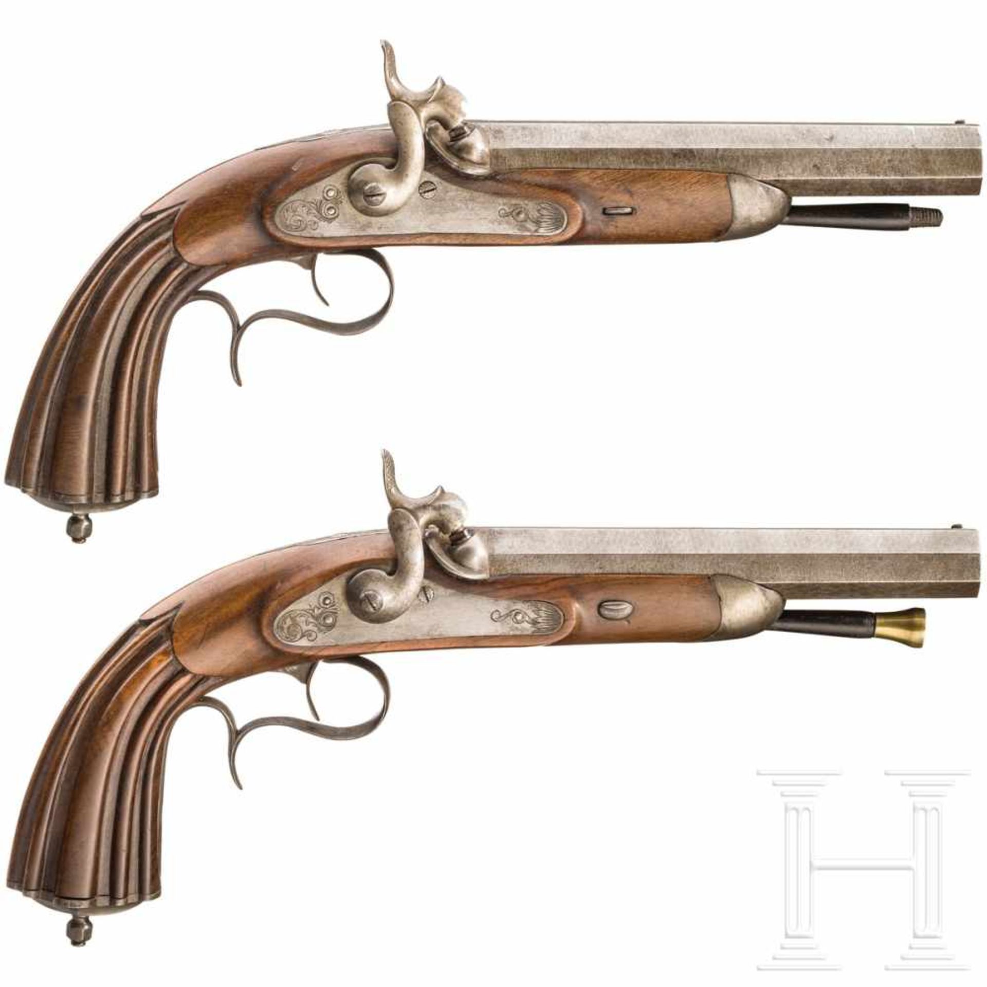 Ein Paar Perkussionspistolen, Belgien, um 1840