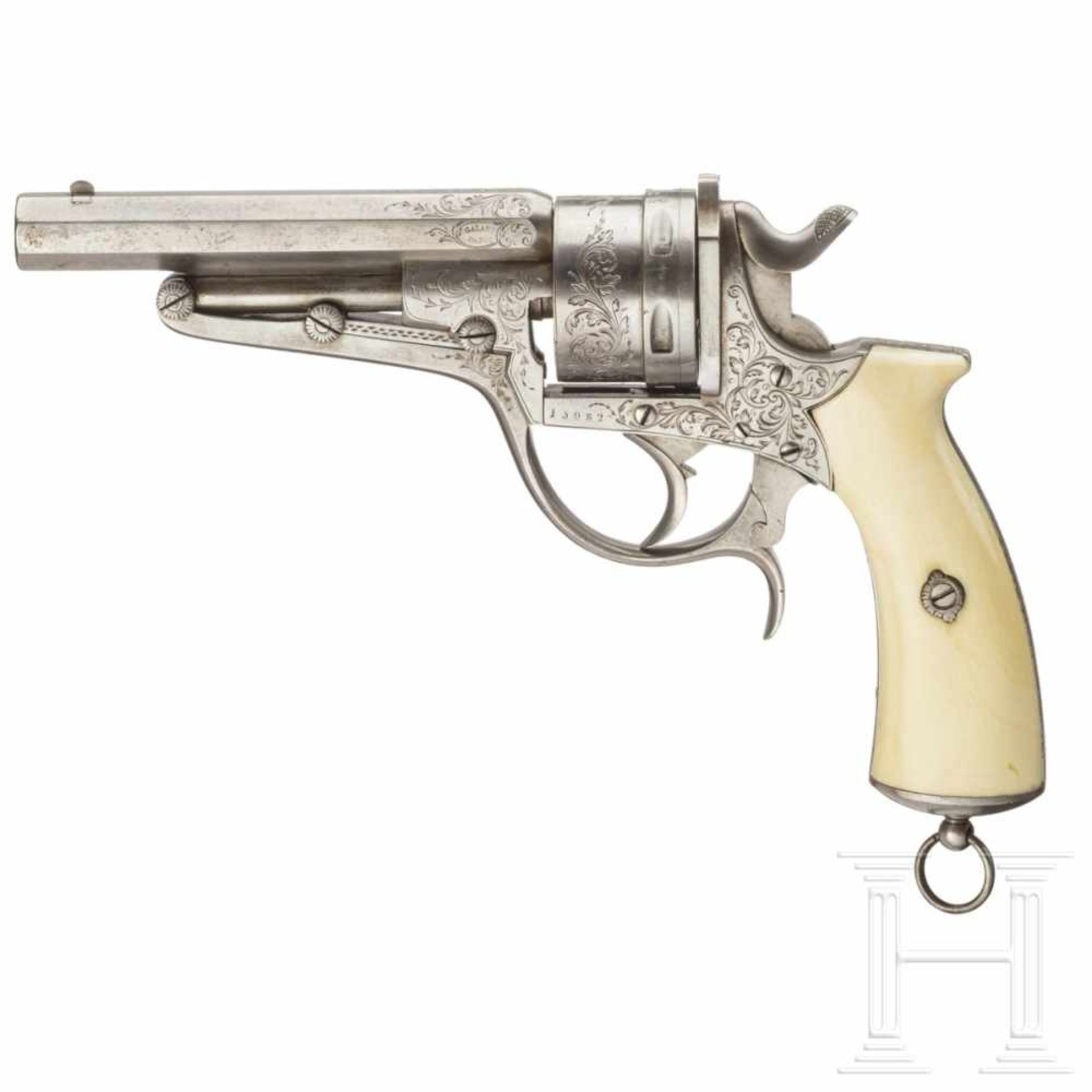 Revolver Galand Mod. 1870, gravierte Luxusausführung, Elfenbeingriffschalen, um 1875