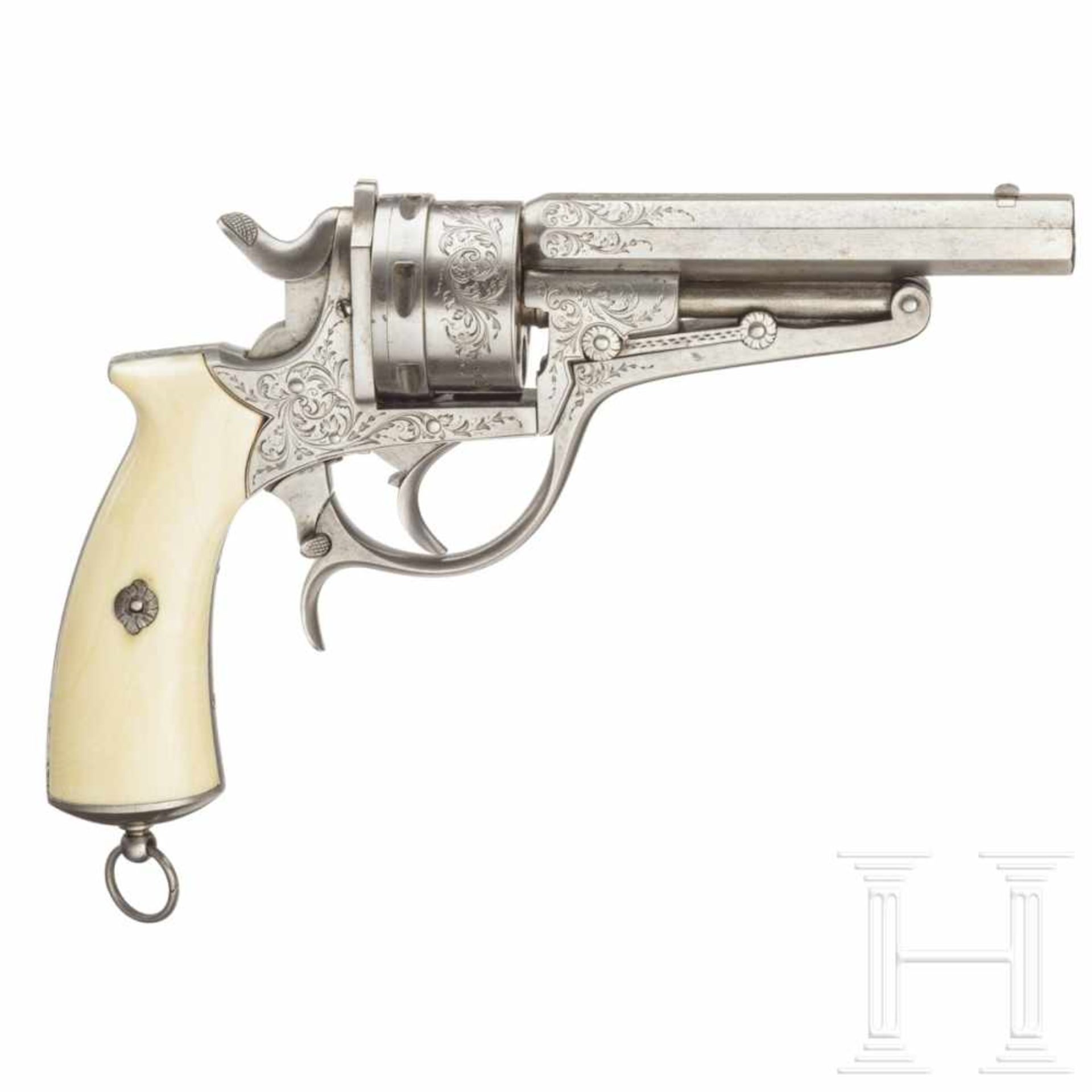 Revolver Galand Mod. 1870, gravierte Luxusausführung, Elfenbeingriffschalen, um 1875 - Bild 2 aus 3