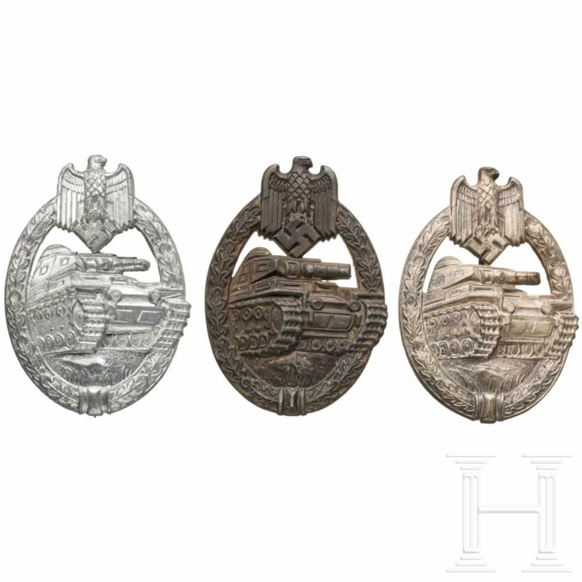 Drei Panzerkampfabzeichen in Silber