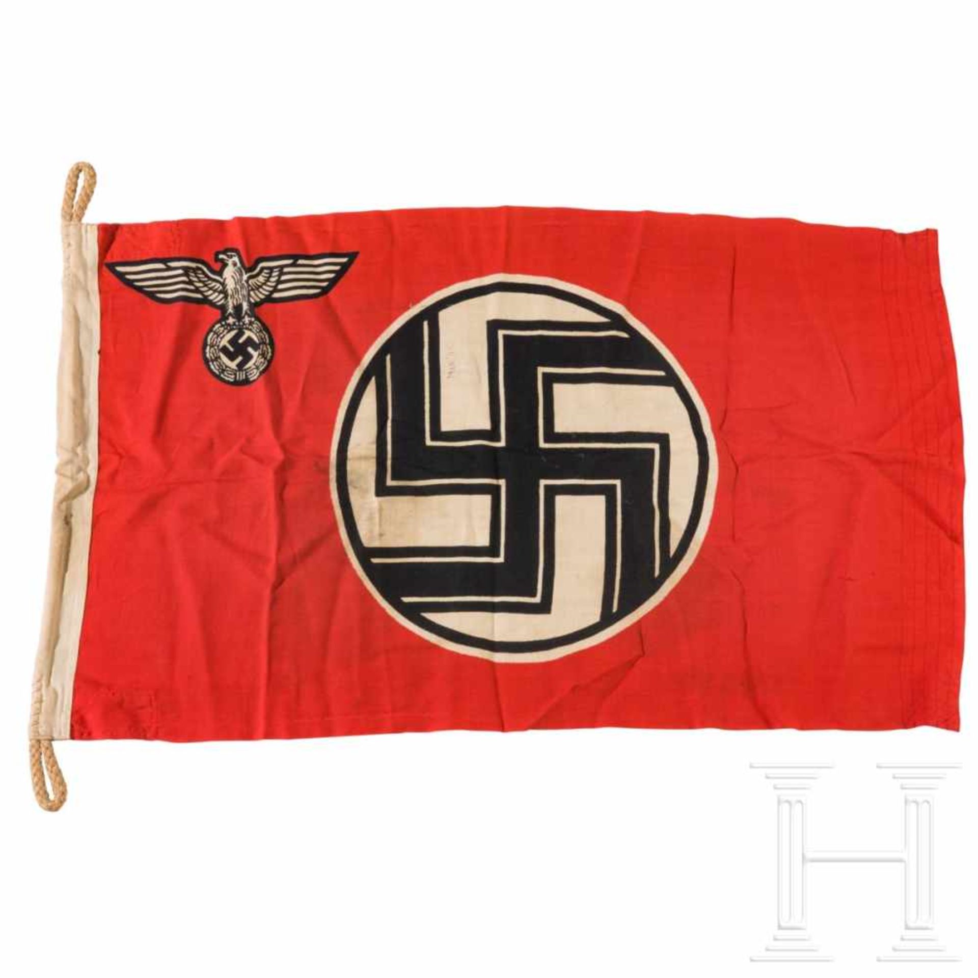 Reichsdienstflagge mit Herstellerstempelung und Abnahmestempel der Kriegsmarine