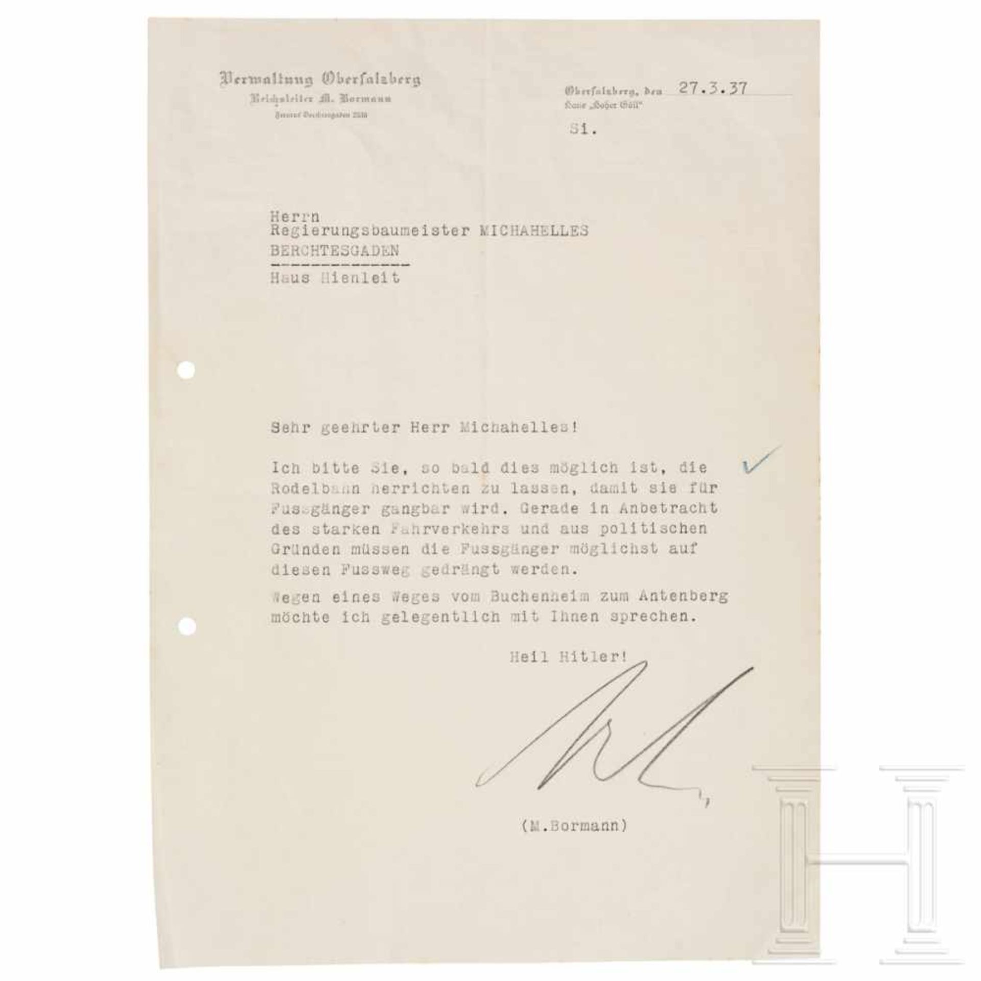 Martin Bormann - Bleistiftautograph auf Brief