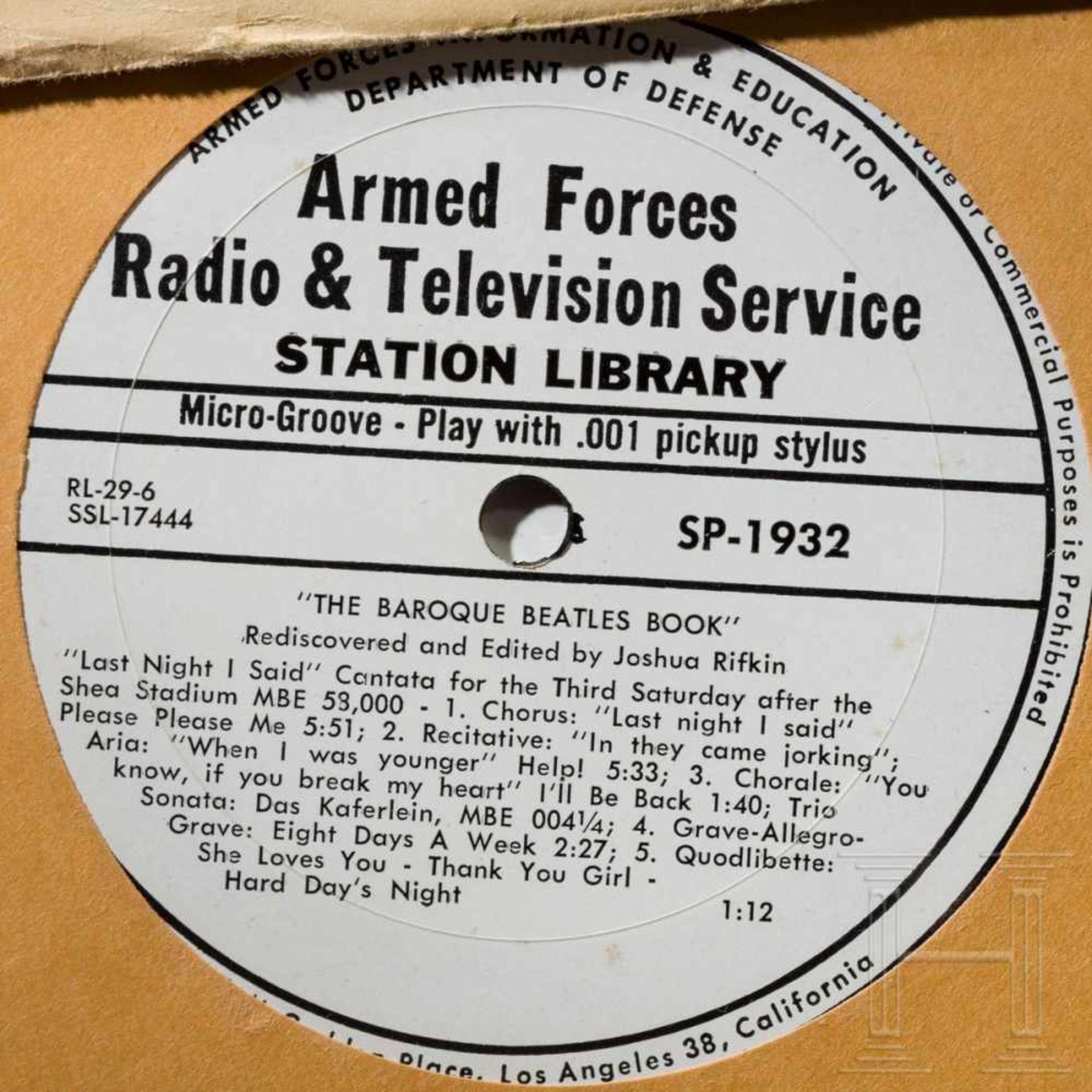 Zehn Schallplatten der AFRTS (Armed Forces Radio & Television Service) - Beatles und weitere - Bild 7 aus 9