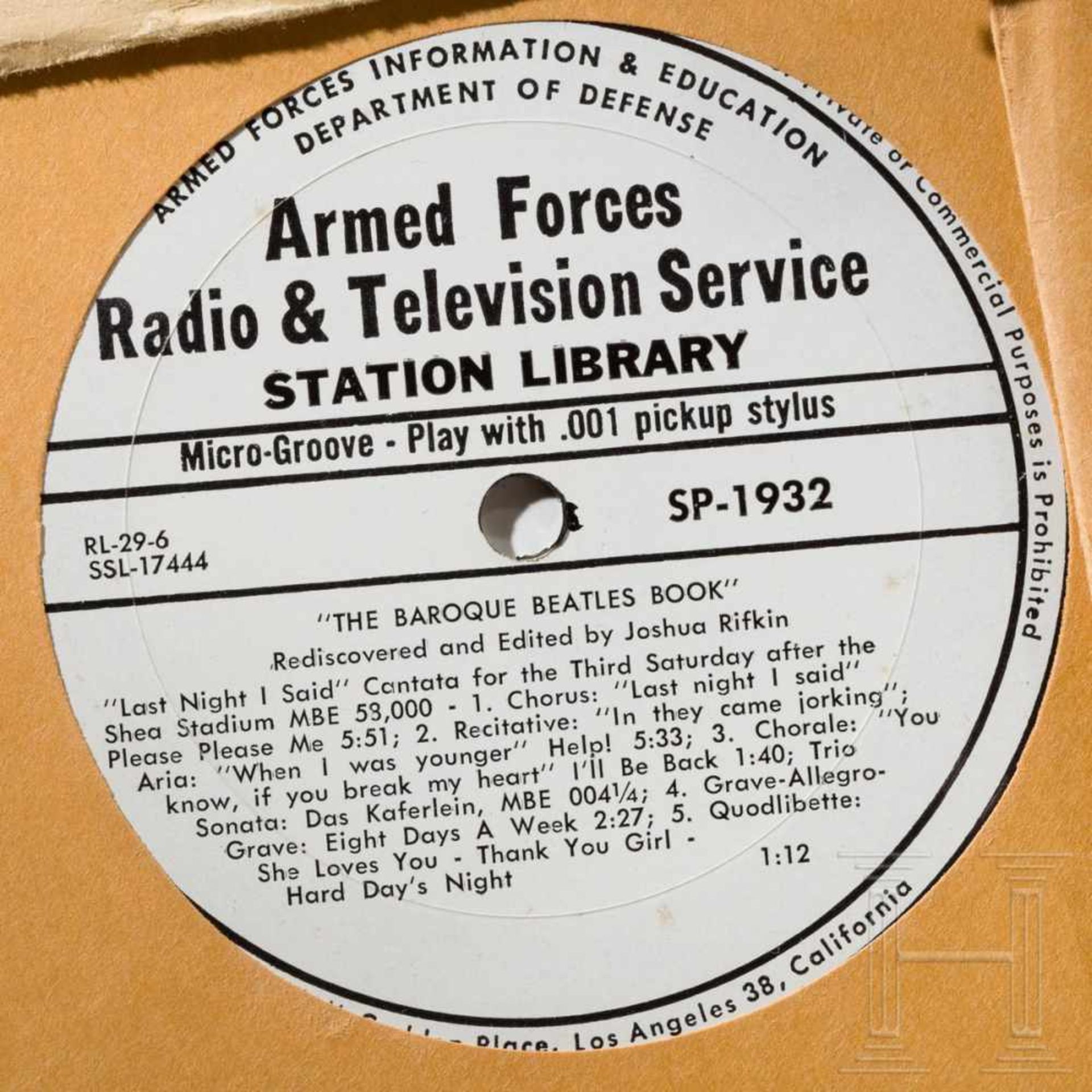 Zehn Schallplatten der AFRTS (Armed Forces Radio & Television Service) - Beatles und weitere - Bild 2 aus 9