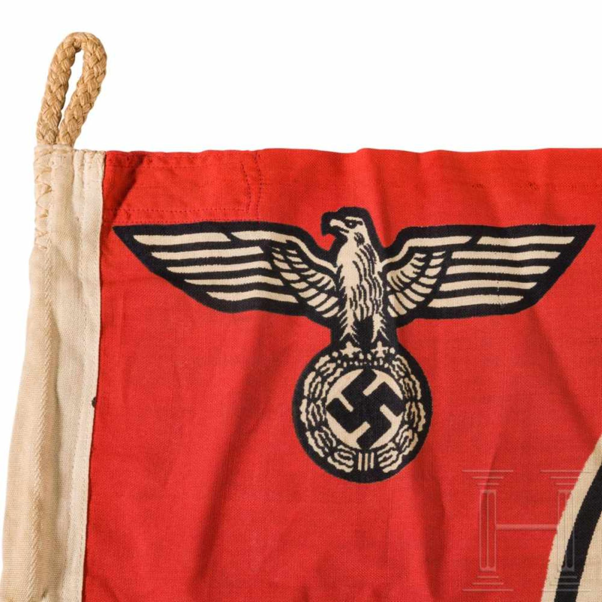 Reichsdienstflagge mit Herstellerstempelung und Abnahmestempel der Kriegsmarine - Bild 3 aus 6