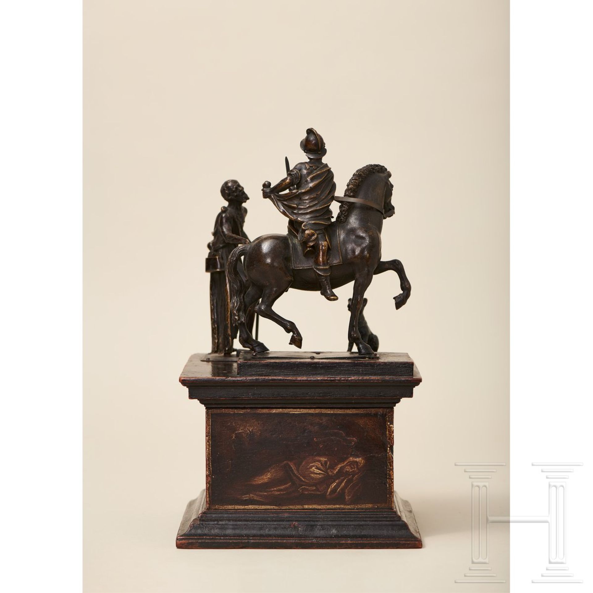 Bronzene Figurengruppe, der Heilige Martin zu Pferd mit Bettler und Hund, Norditalien, 17. Jhdt. - Bild 8 aus 13