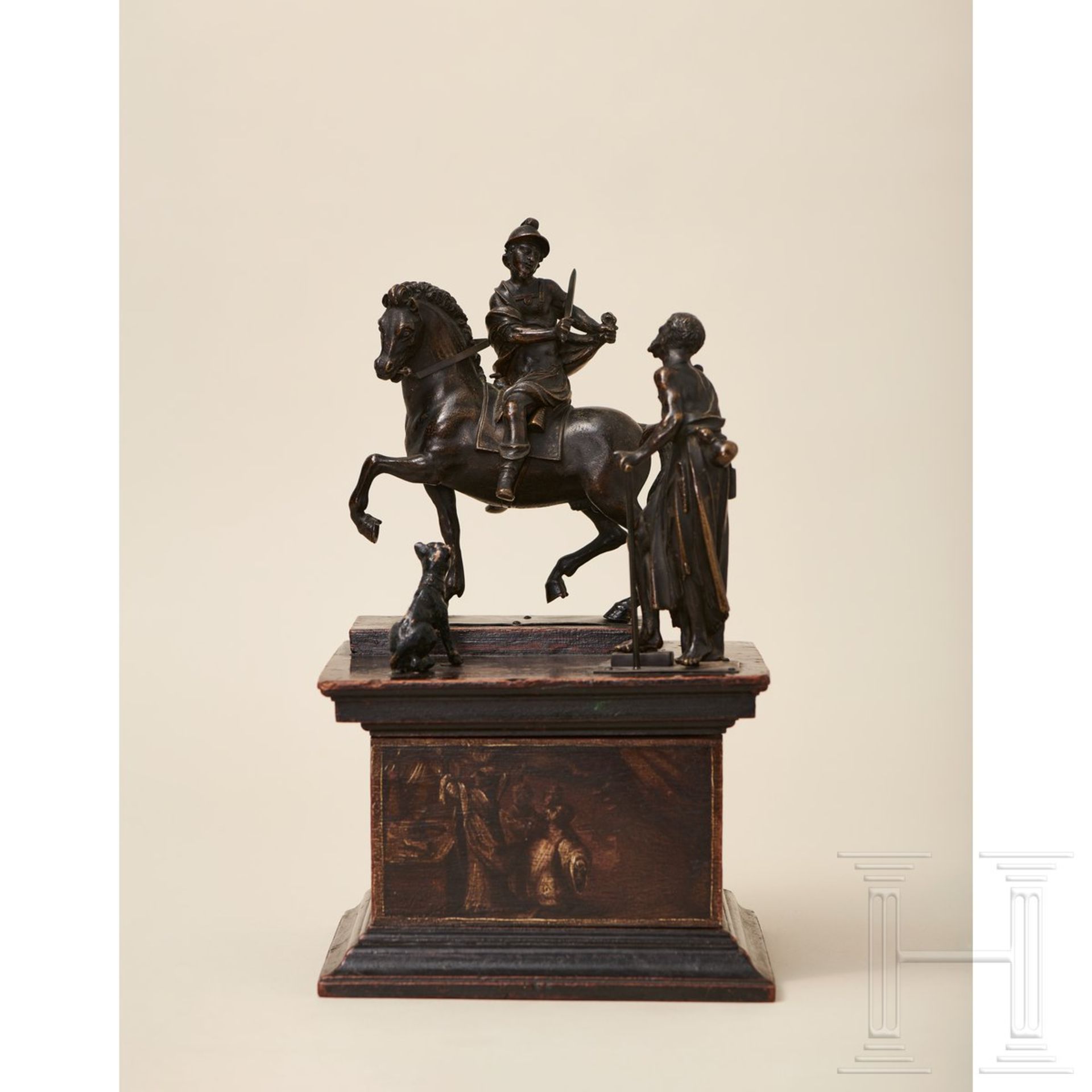 Bronzene Figurengruppe, der Heilige Martin zu Pferd mit Bettler und Hund, Norditalien, 17. Jhdt. - Bild 2 aus 13