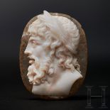 Antikisierender Kameo in feinster Qualität mit idealisierender Zeus-Darstellung, Klassizismus,